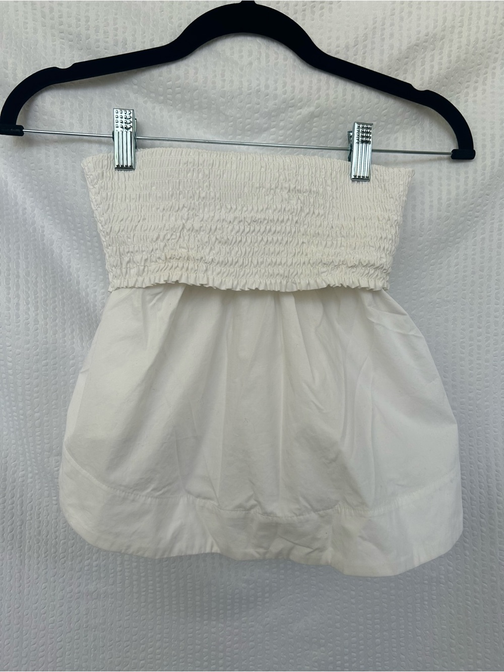 Wilfred Aritzia White 100% Cotton Smocked Ruffle Bubble Tube Top Size Small